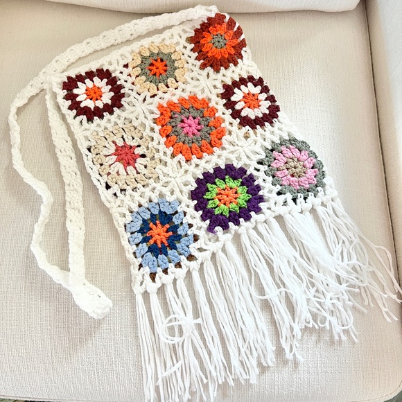 Handbags - Granny Square Crochet Crossbody Bag